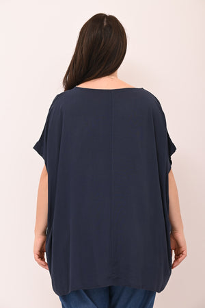 Blusa over viscosa - Blu