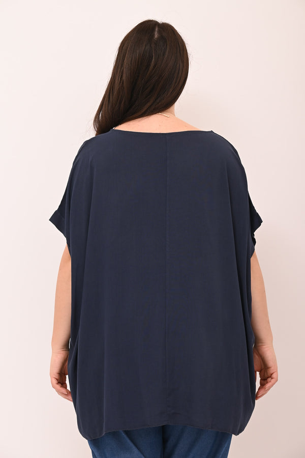 Blusa over viscosa - Blu