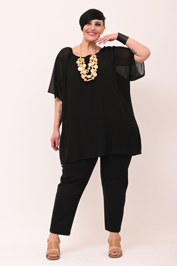 Blusa carmen laccetto - Nero