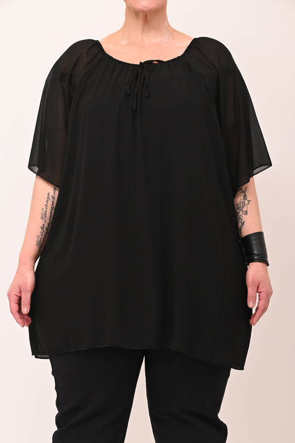 Blusa carmen laccetto - Nero