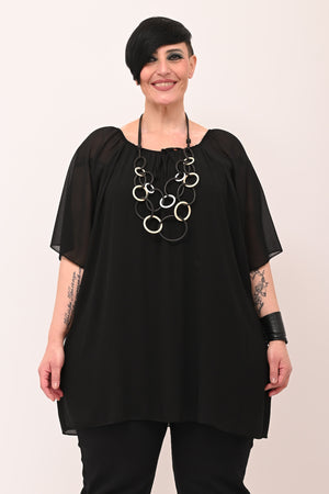 Blusa carmen laccetto - Nero