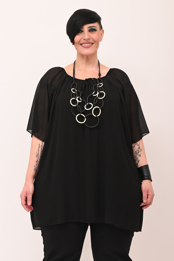 Blusa carmen laccetto - Nero