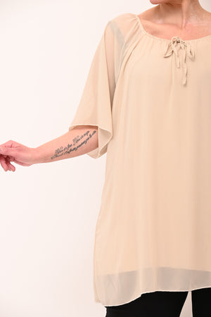 Blusa carmen laccetto - Nude