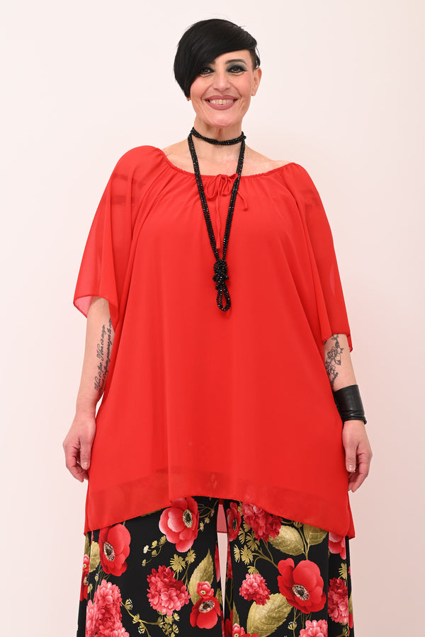 Blusa carmen laccetto - Rosso