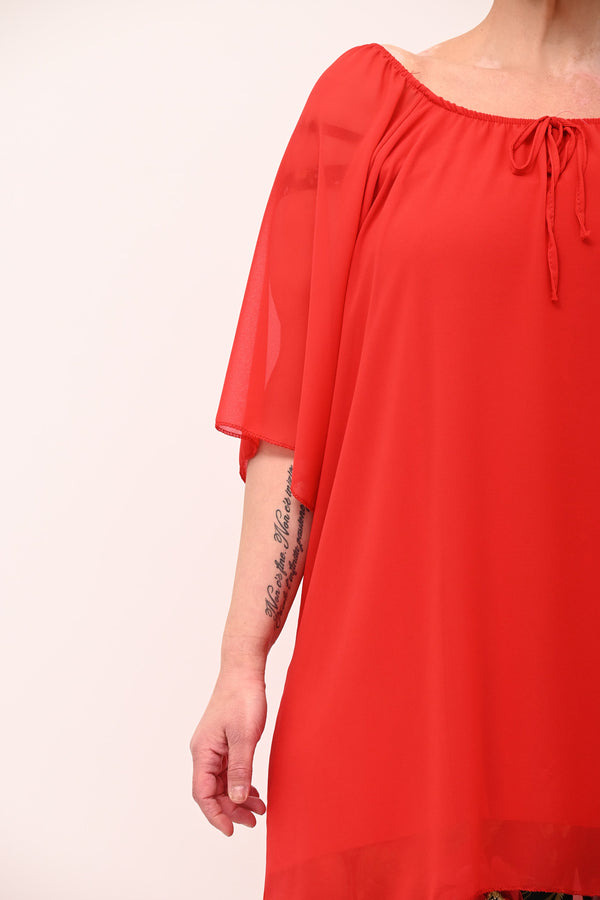 Blusa carmen laccetto - Rosso