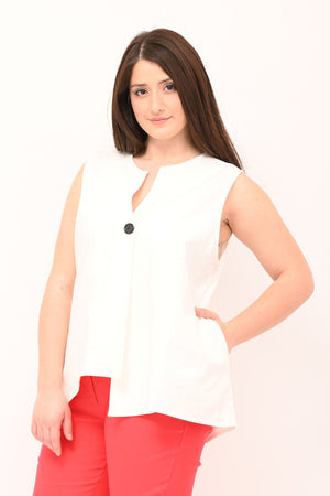 Gilet senza collo bottone - Bianco