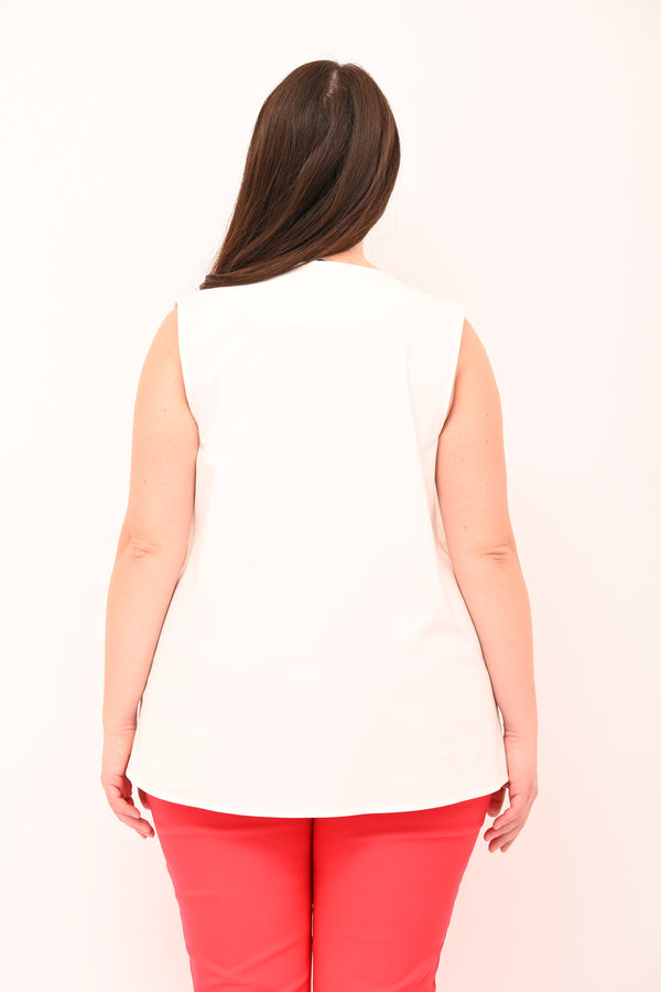 Gilet senza collo bottone - Bianco