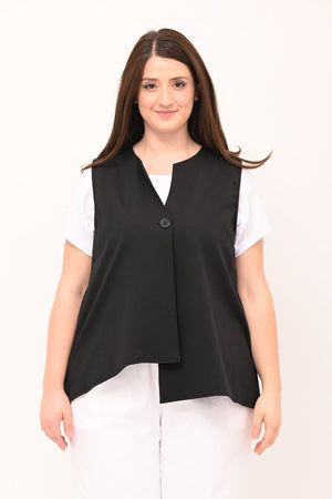 Gilet senza collo bottone - Nero