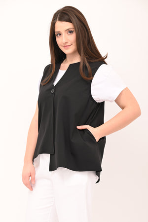 Gilet senza collo bottone - Nero