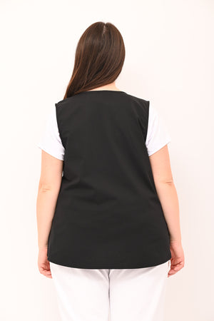 Gilet senza collo bottone - Nero