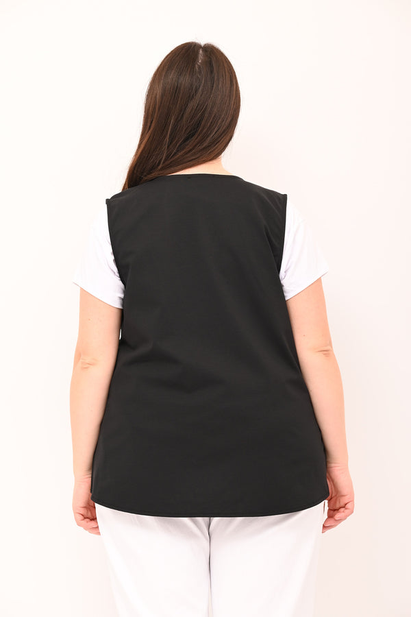 Gilet senza collo bottone - Nero