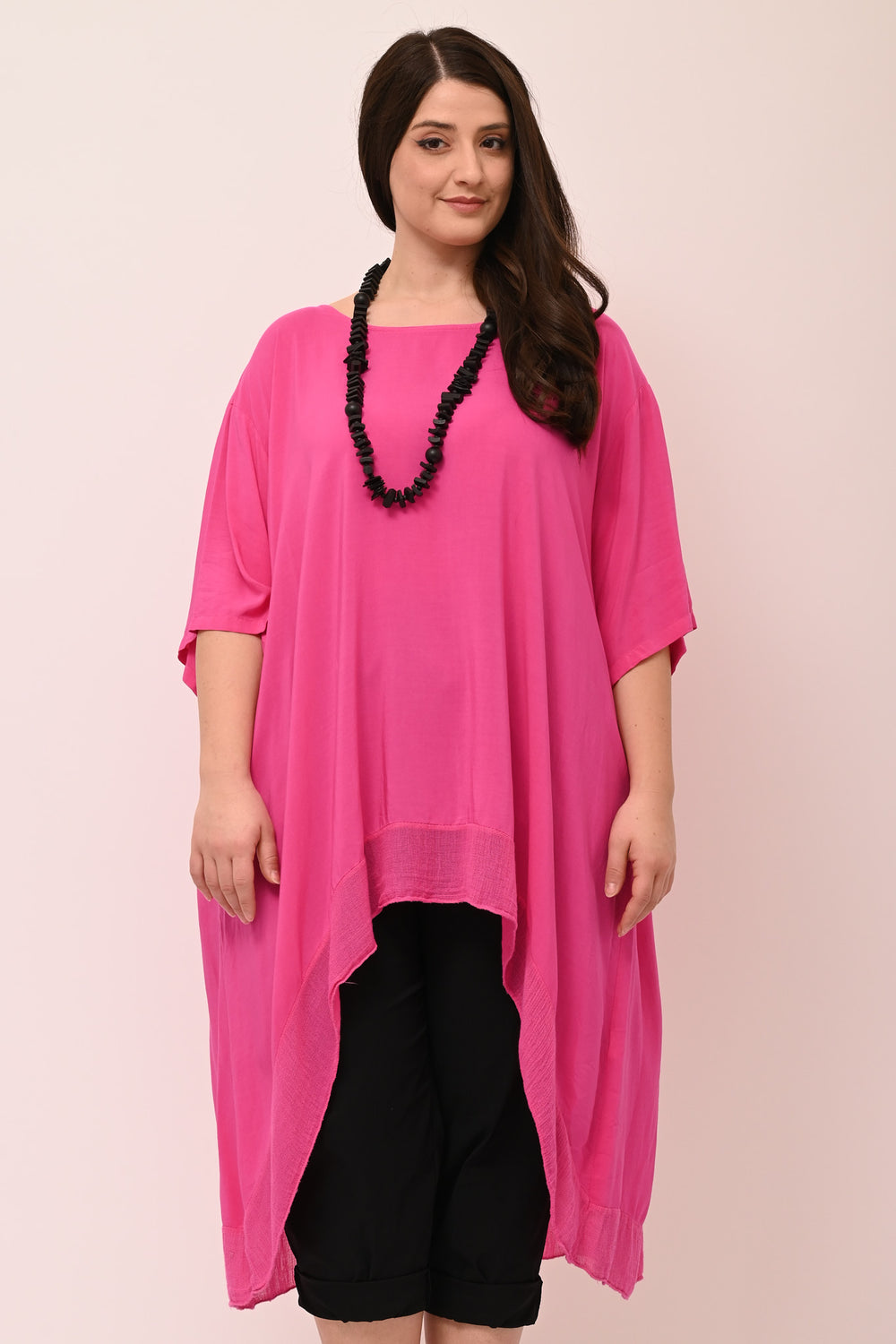 Maxi blusa asimmetrica bordo - Fuxia