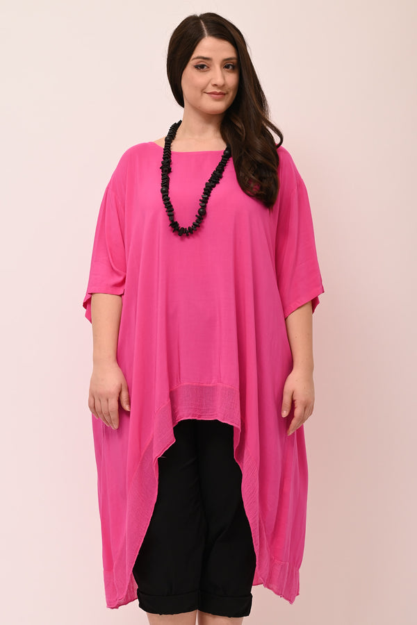 Maxi blusa asimmetrica bordo - Fuxia