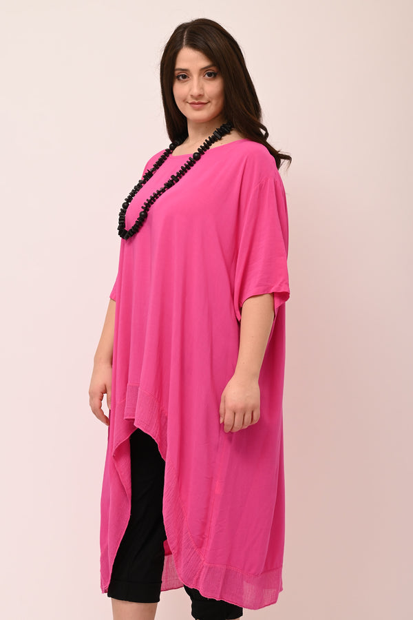 Maxi blusa asimmetrica bordo - Fuxia