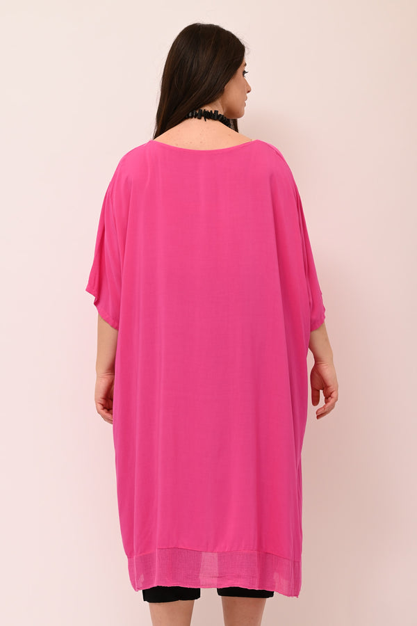 Maxi blusa asimmetrica bordo - Fuxia