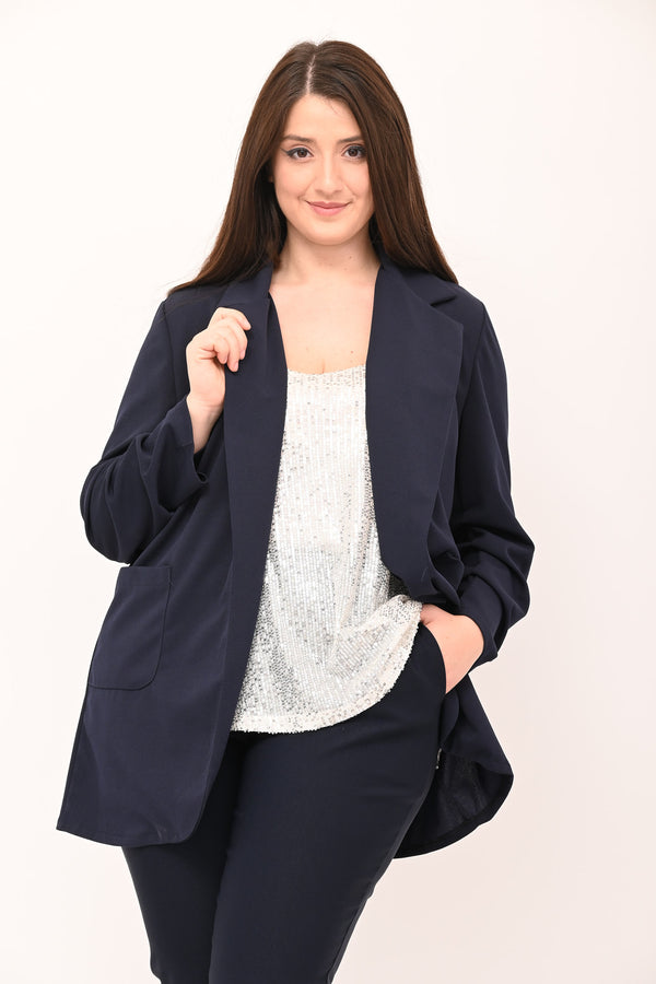 Giacca lunga crepe - Blu