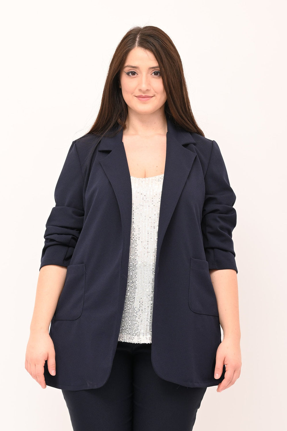 Giacca lunga crepe - Blu