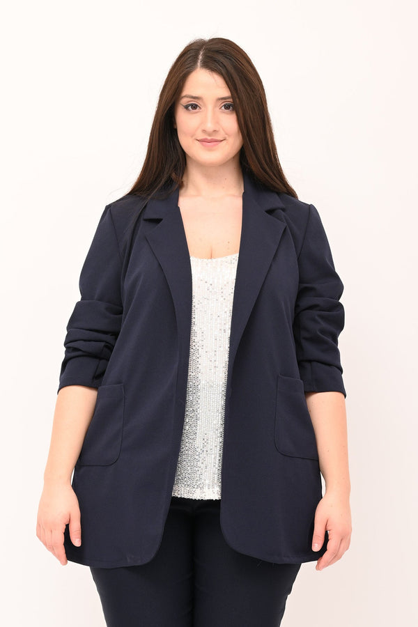Giacca lunga crepe - Blu