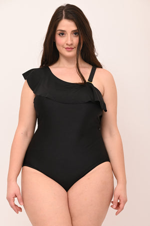 Intero monospalla rouches - Nero