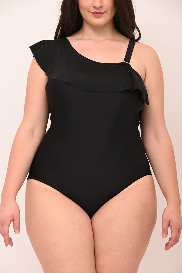 Intero monospalla rouches - Nero