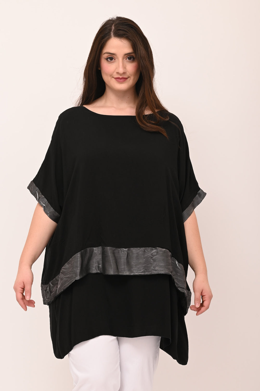 Blusa balza cangiante - Nero