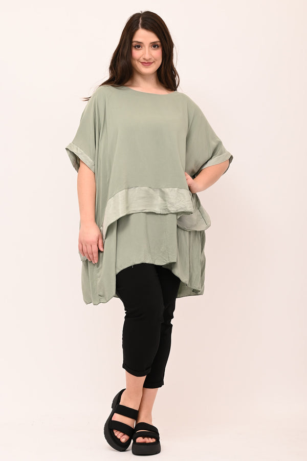 Blusa balza cangiante - Verde salvia