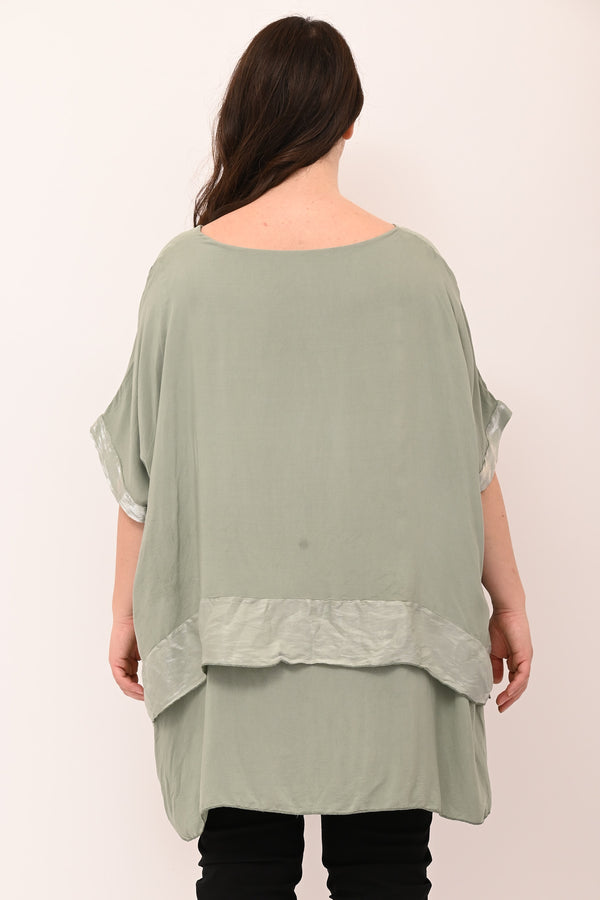 Blusa balza cangiante - Verde salvia