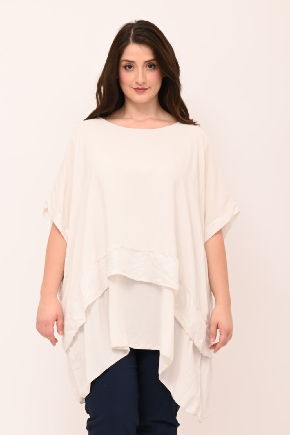 Blusa balza cangiante - Gesso