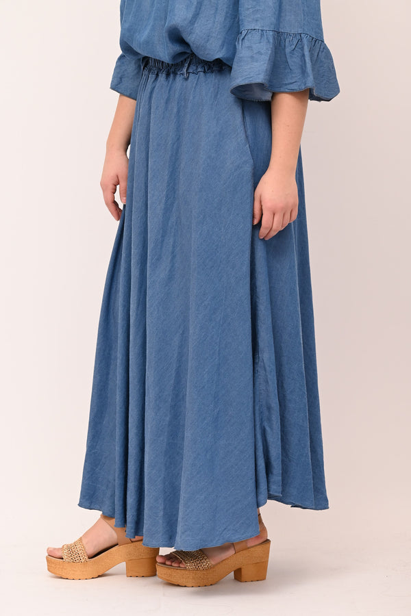 Gonna chambrie elastico - Jeans