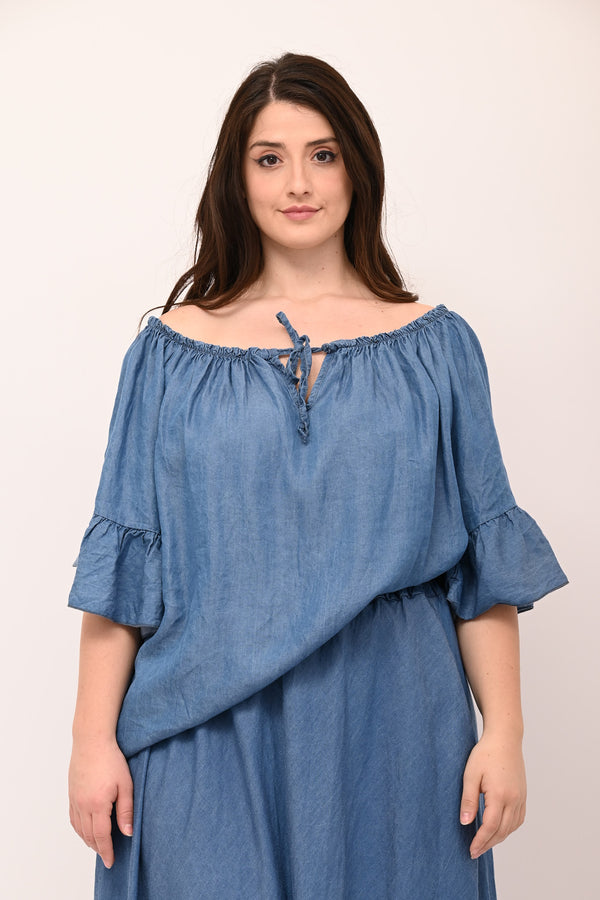 Blusa carmen chambrie - Jeans scuro