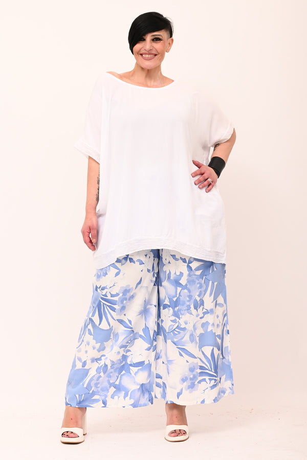 Blusa bordo paillettes - Bianco