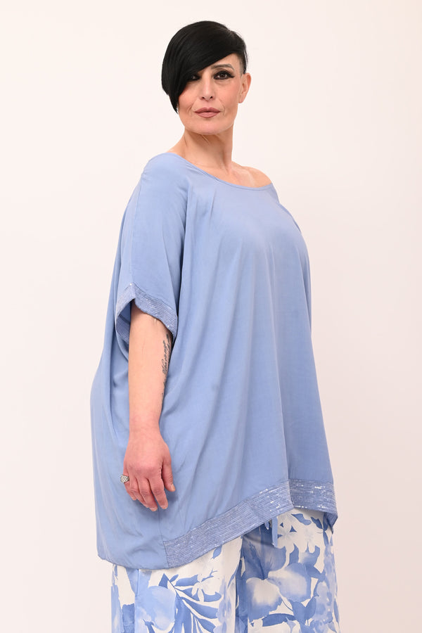 Blusa bordo paillettes - Jeans