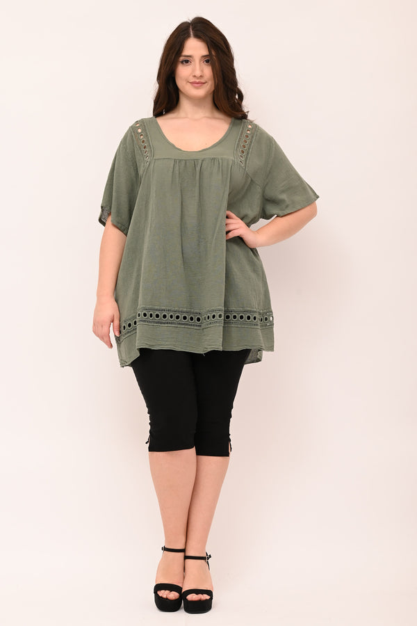 Blusa garza cerchi - Verde militare
