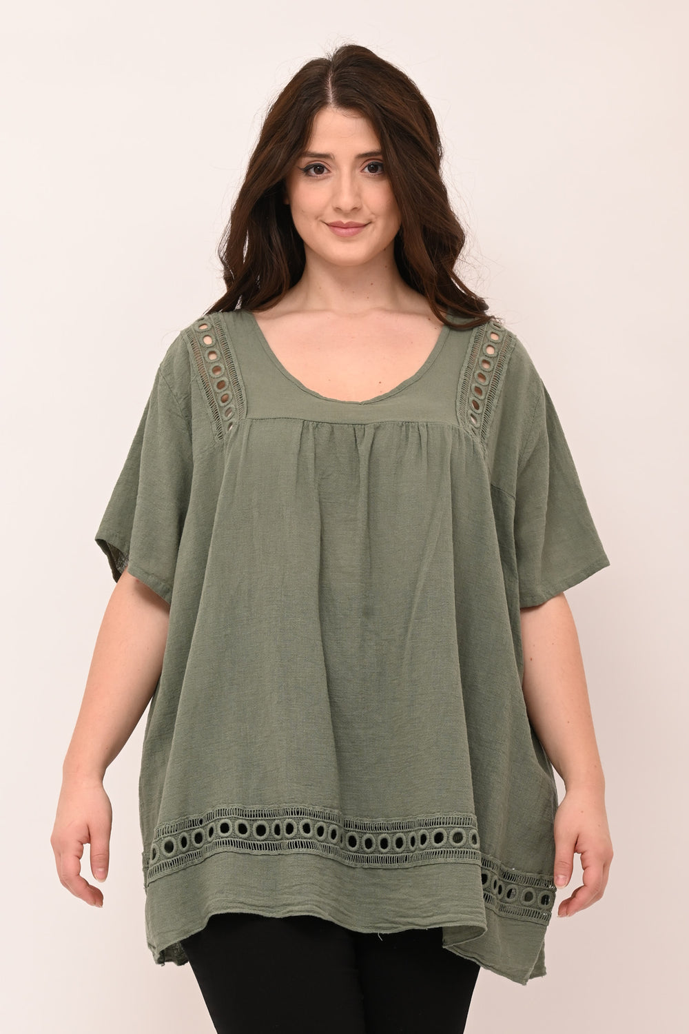 Blusa garza cerchi - Verde militare