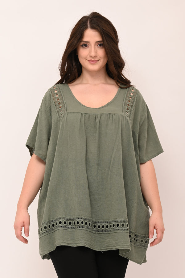 Blusa garza cerchi - Verde militare