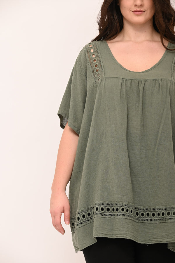 Blusa garza cerchi - Verde militare