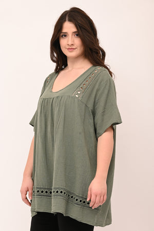 Blusa garza cerchi - Verde militare