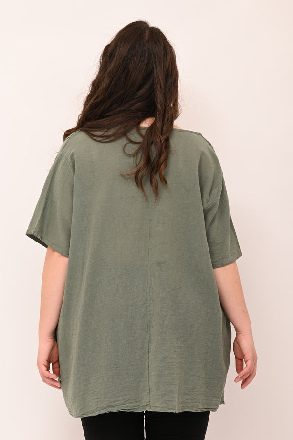 Blusa garza cerchi - Verde militare