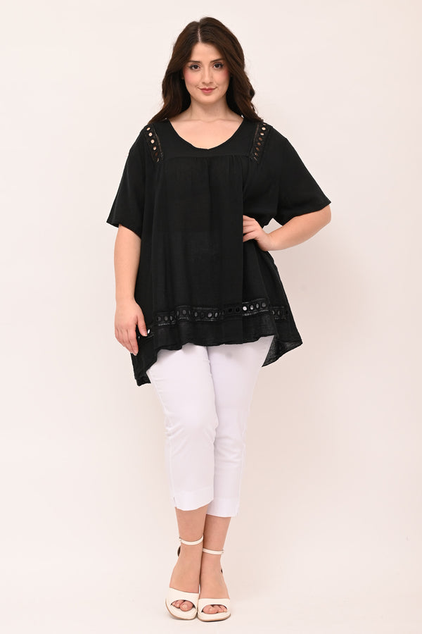 Blusa garza cerchi - Nero