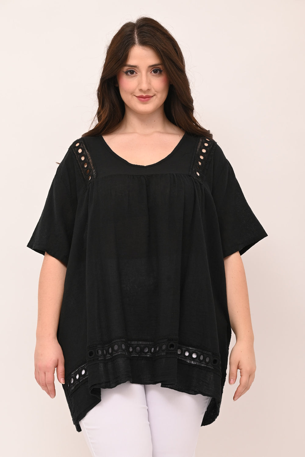 Blusa garza cerchi - Nero