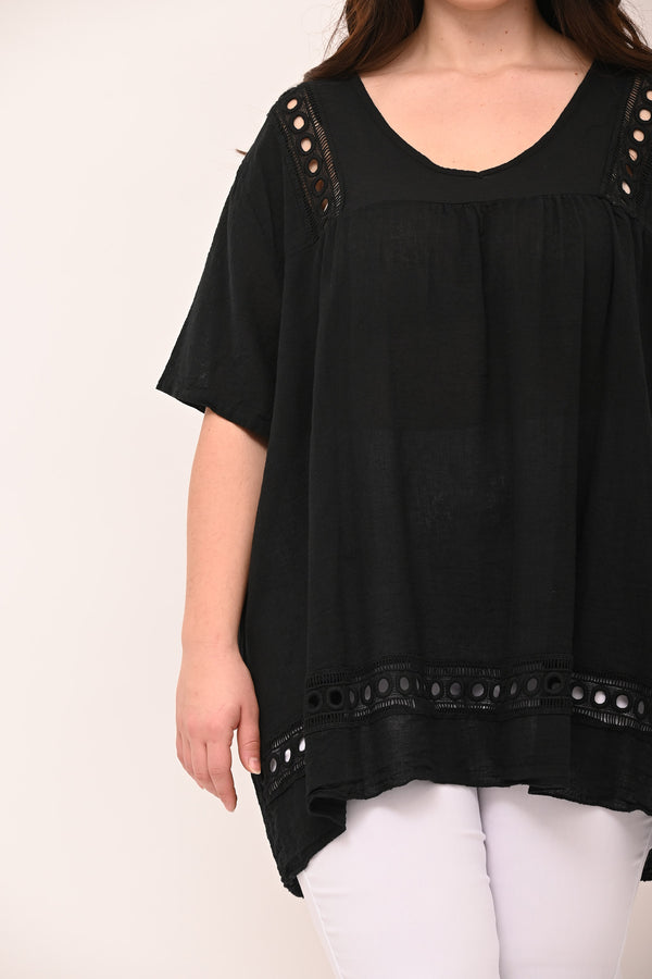Blusa garza cerchi - Nero