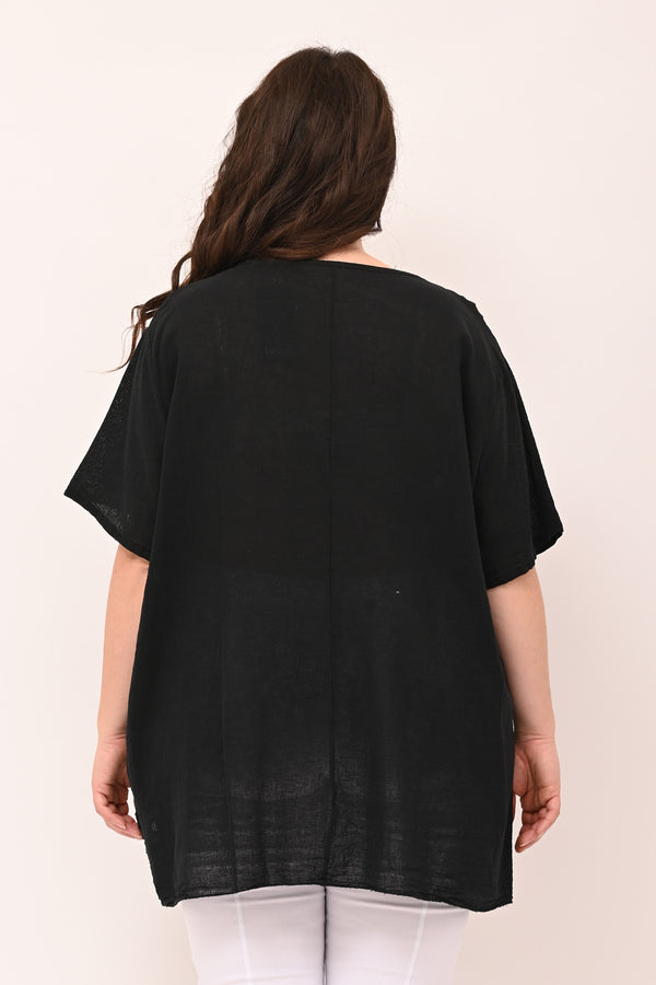 Blusa garza cerchi - Nero