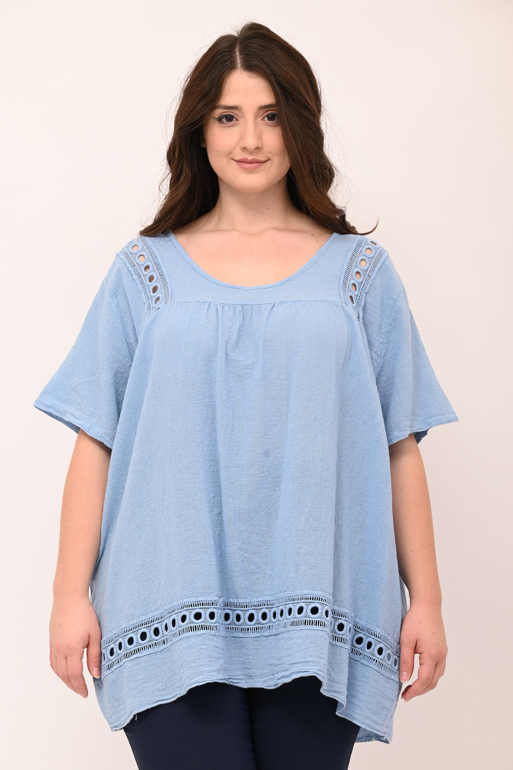 Blusa garza cerchi - Cielo