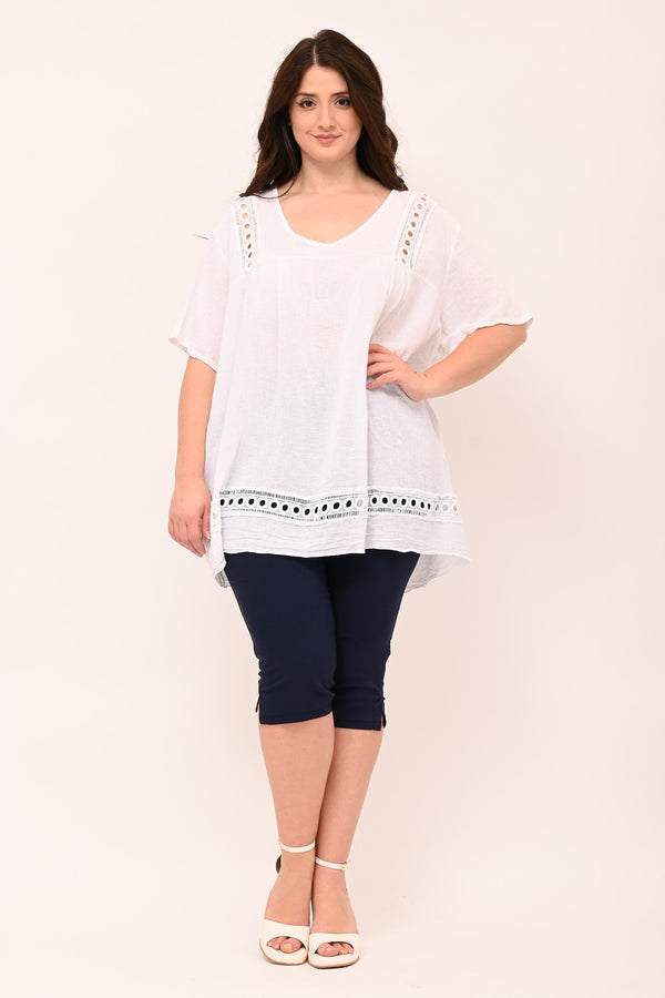 Blusa garza cerchi - Bianco