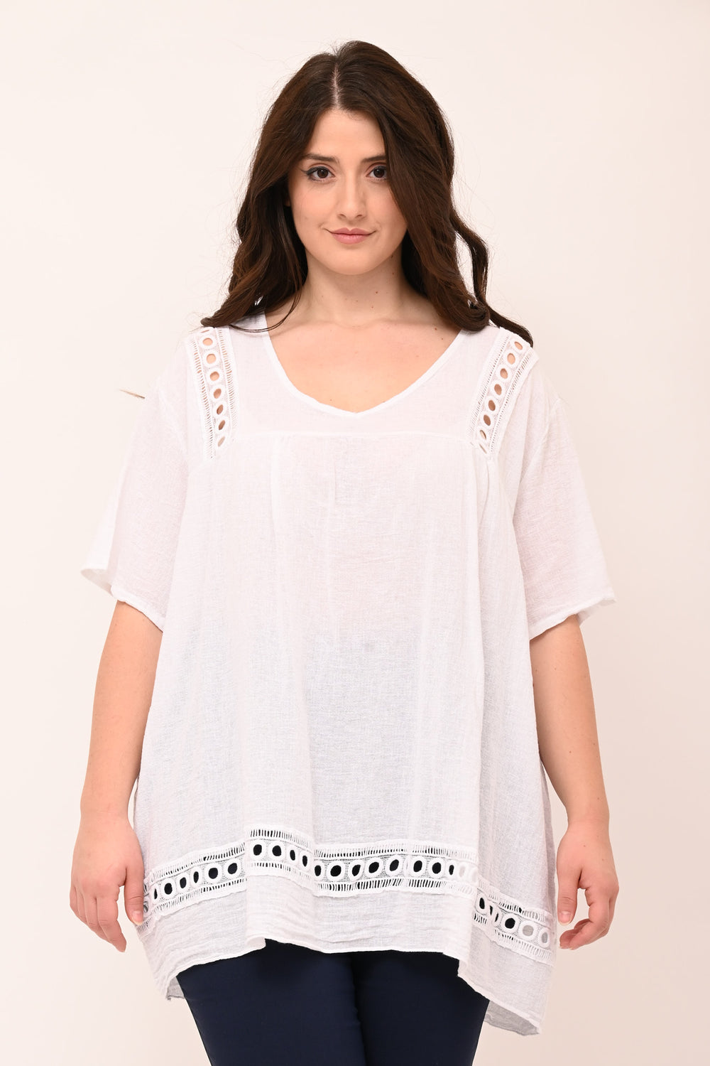 Blusa garza cerchi - Bianco