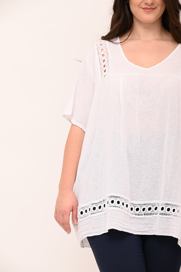 Blusa garza cerchi - Bianco