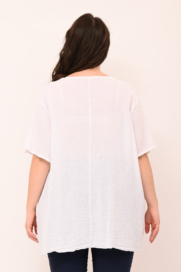 Blusa garza cerchi - Bianco