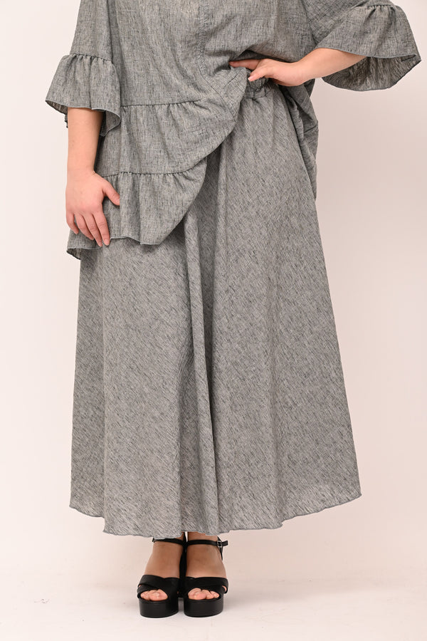 Completo gonna effetto lino - Grigio