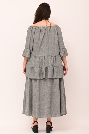 Completo gonna effetto lino - Grigio