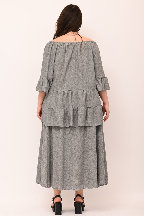 Completo gonna effetto lino - Grigio